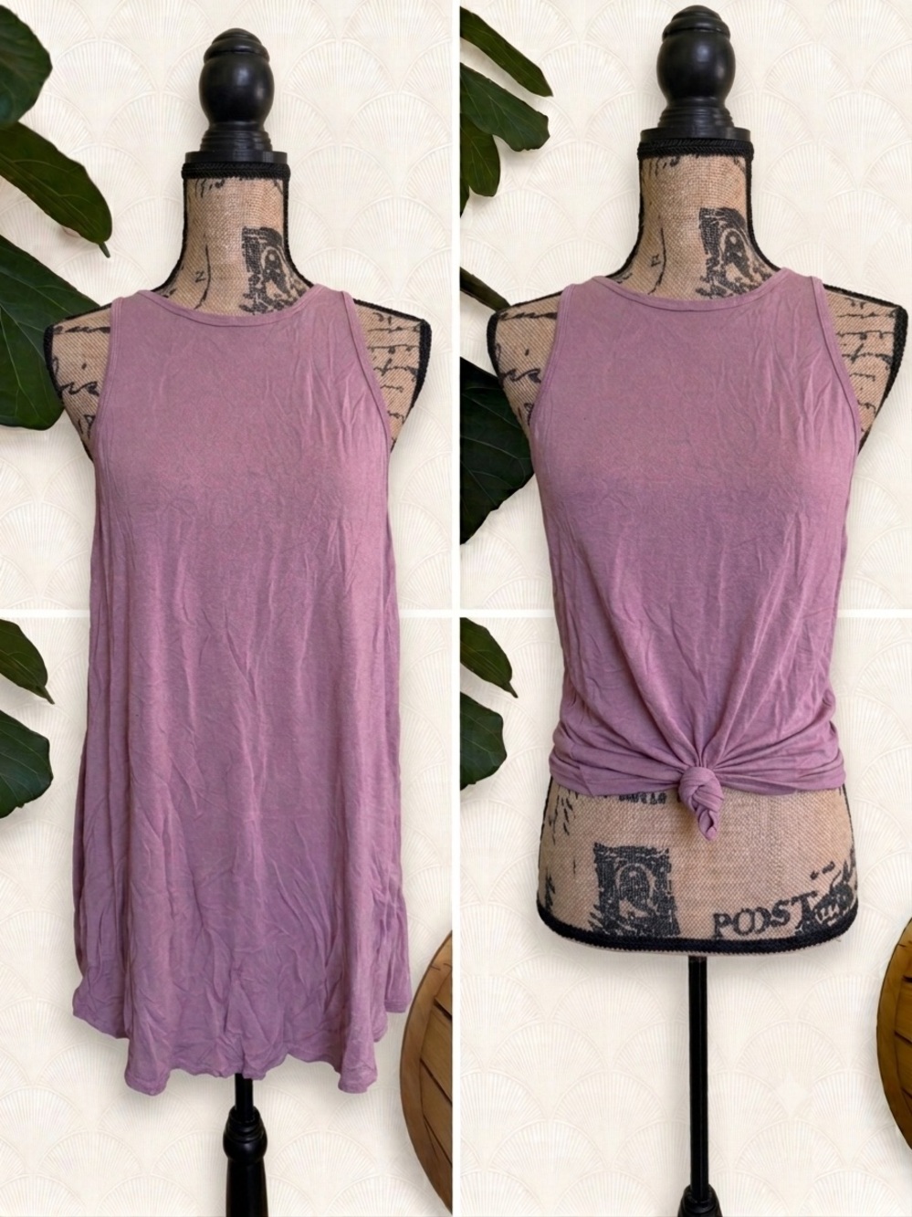 Sleeveless Dusty Mauve Swing Tank Top